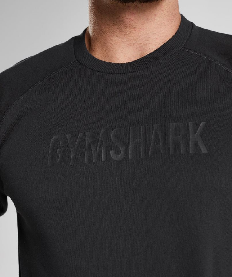 Men's Gymshark Apollo Crew Sweatshirts Black | NZ 5FSIAB